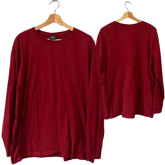 Vintage Polo Ralph Lauren Men's Sz XL Long Sleeve Pony Logo Cotton T-Shirt Red - Picture 1 of 16